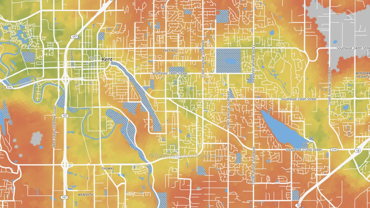 Bike Grade map of 98030, WA