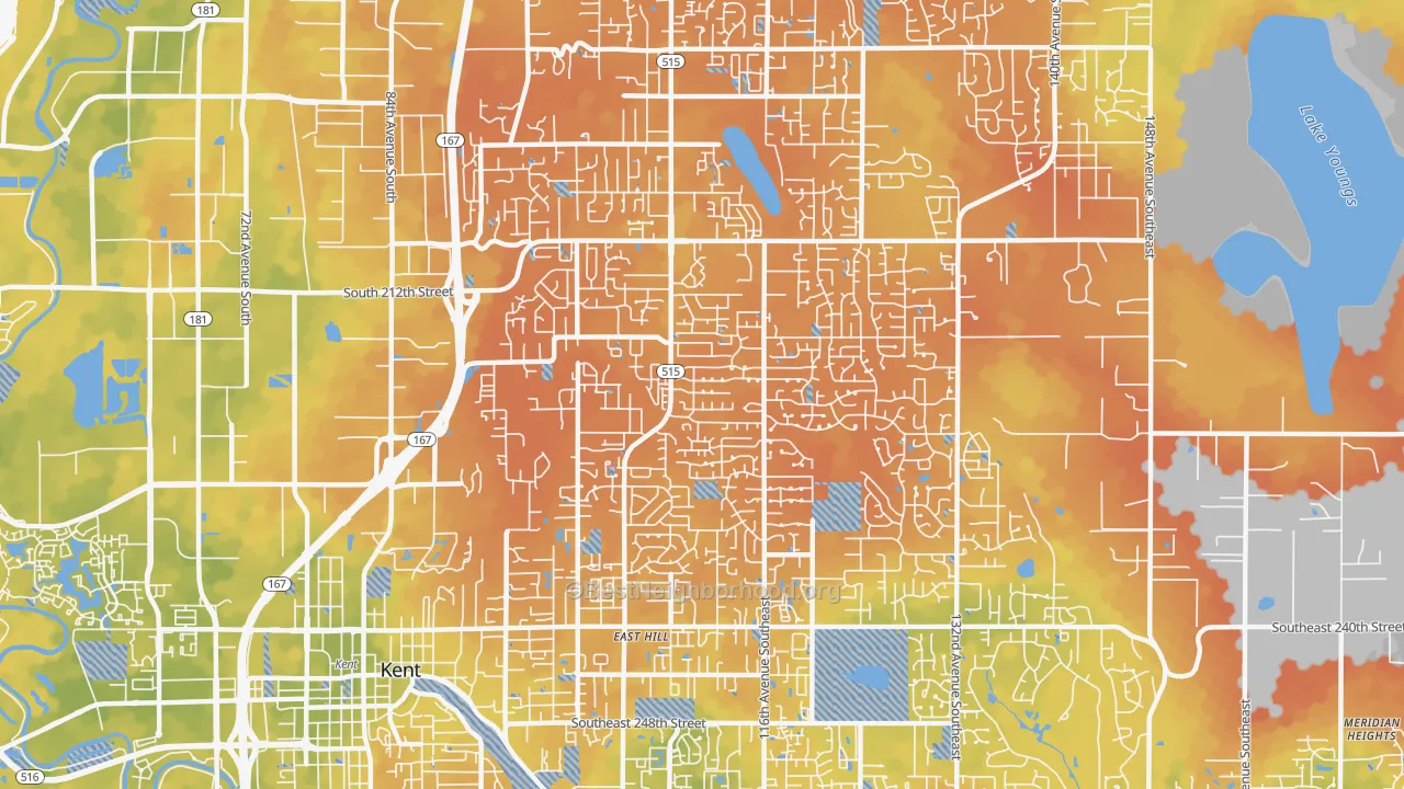 Bike Grade map of 98031, WA