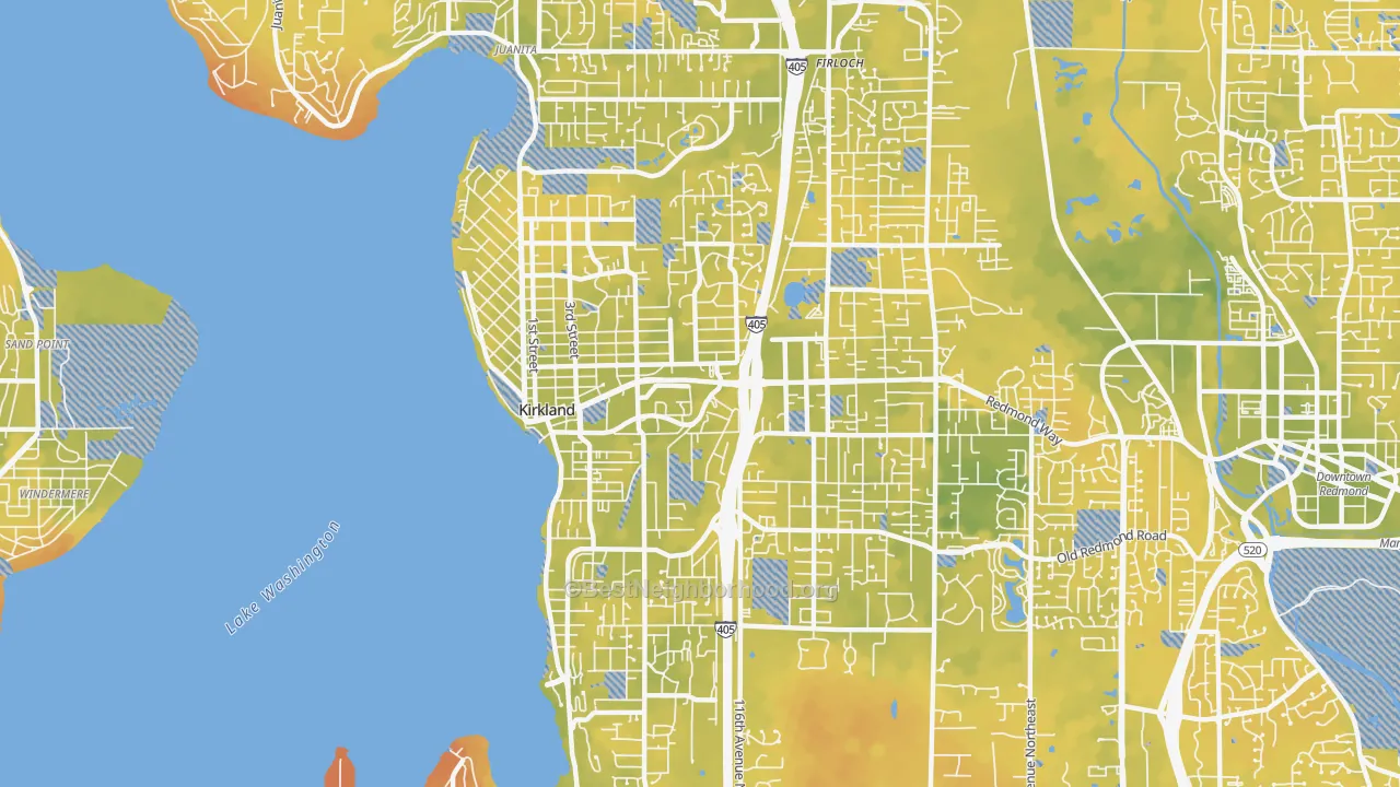 Bike Grade map of 98033, WA