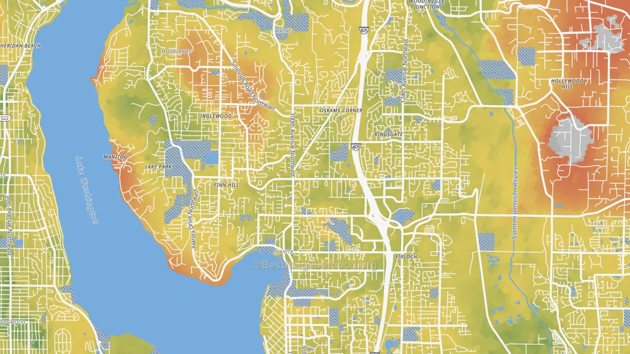Bike Grade map of 98034, WA