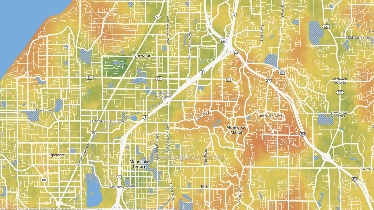 Bike Grade map of 98036, WA