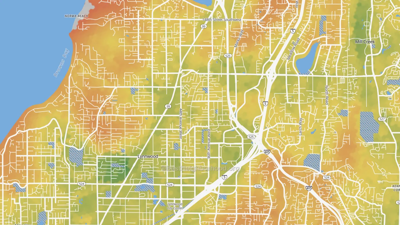 Bike Grade map of 98037, WA