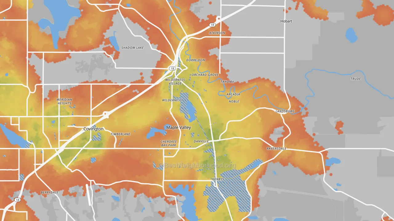 Bike Grade map of 98038, WA