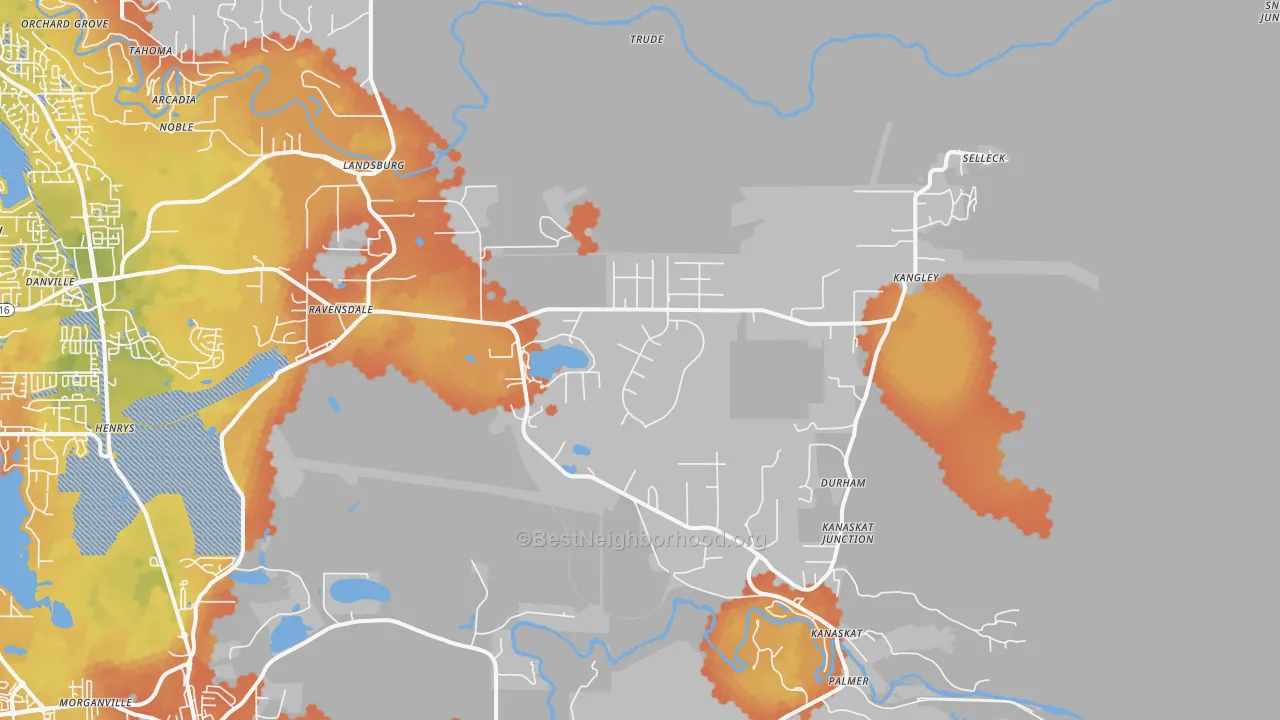 Bike Grade map of 98051, WA