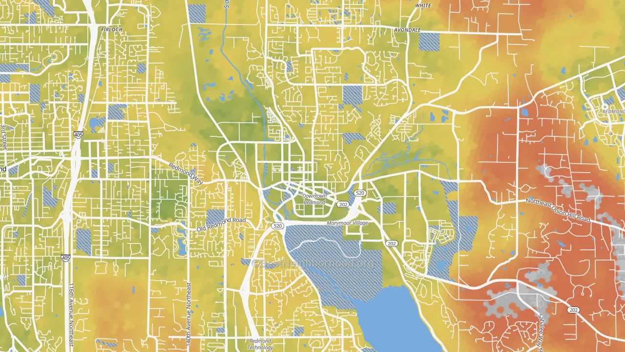 Bike Grade map of 98052, WA