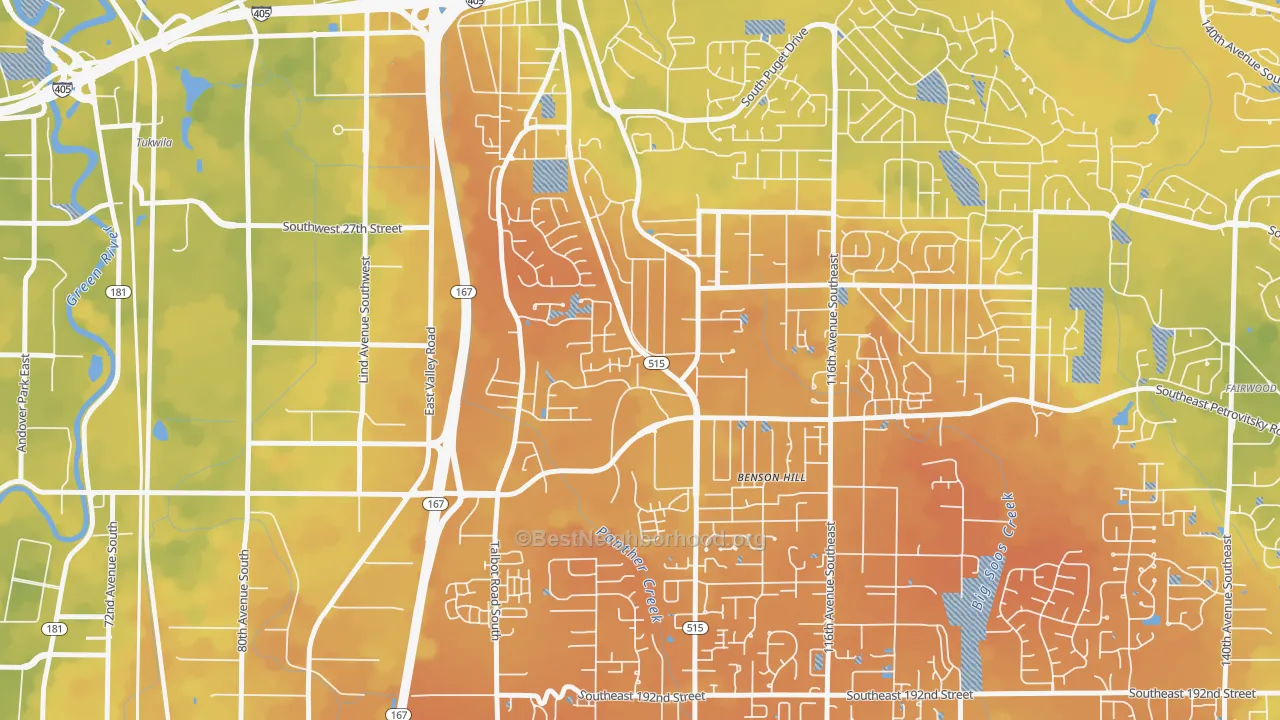 Bike Grade map of 98055, WA