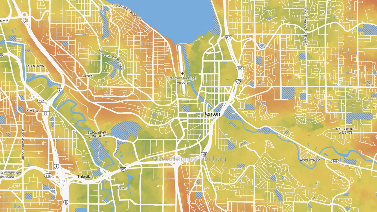 Bike Grade map of 98057, WA
