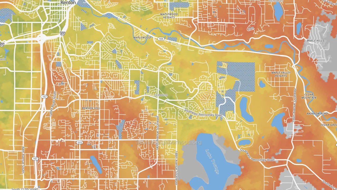 Bike Grade map of 98058, WA