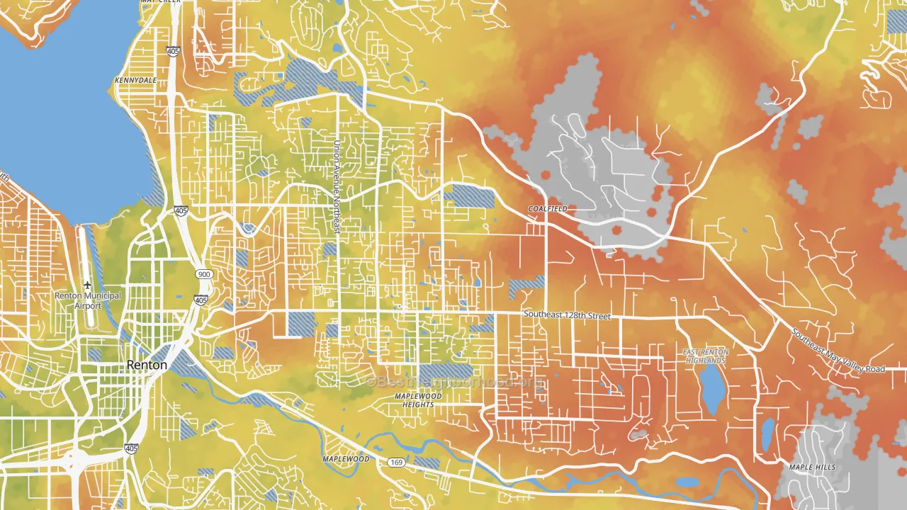 Bike Grade map of 98059, WA