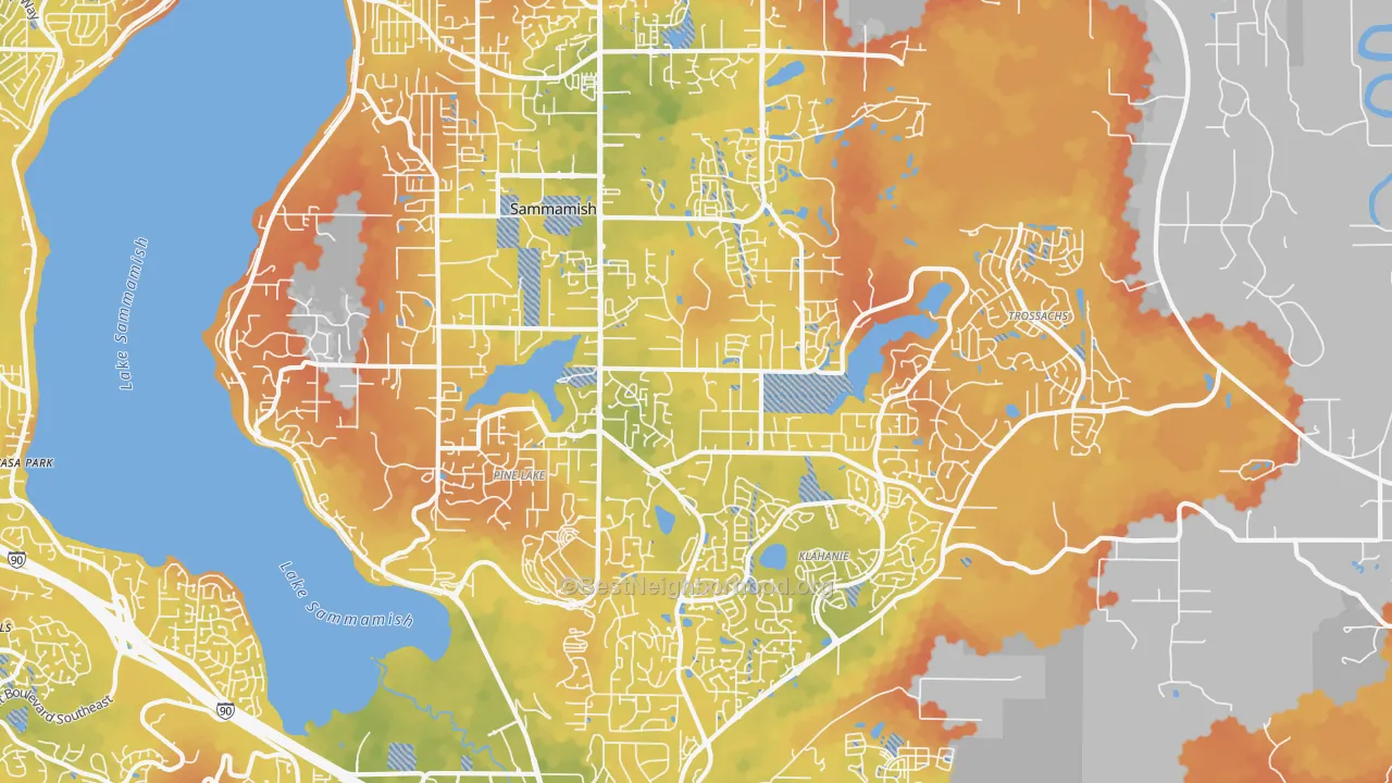 Bike Grade map of 98075, WA