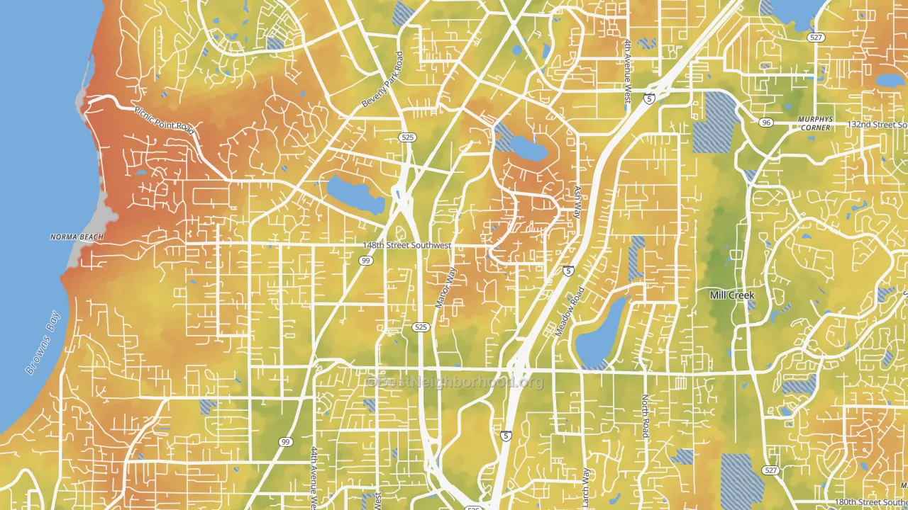 Bike Grade map of 98087, WA
