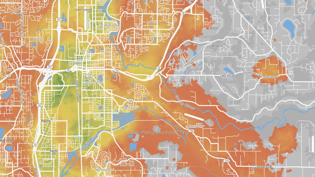 Bike Grade map of 98092, WA