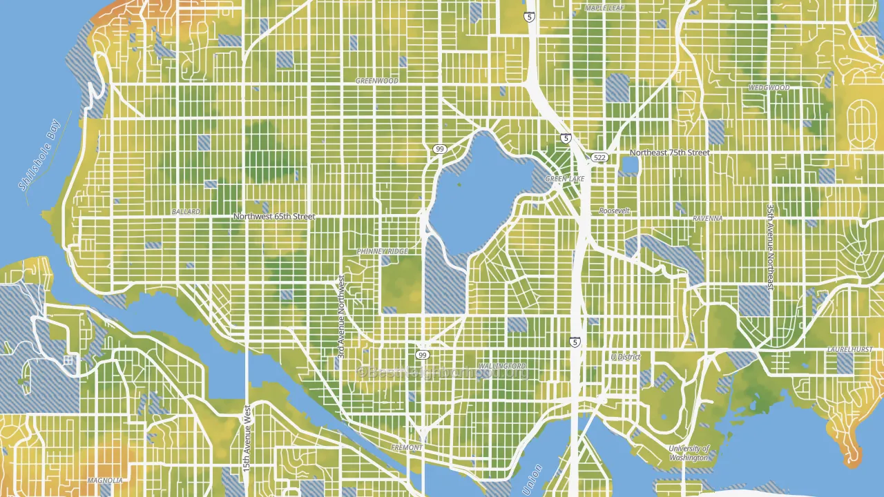 Bike Grade map of 98103, WA