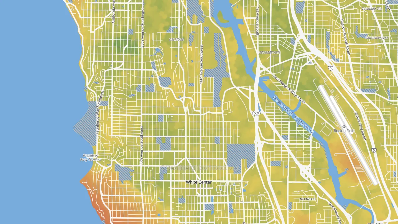 Bike Grade map of 98106, WA