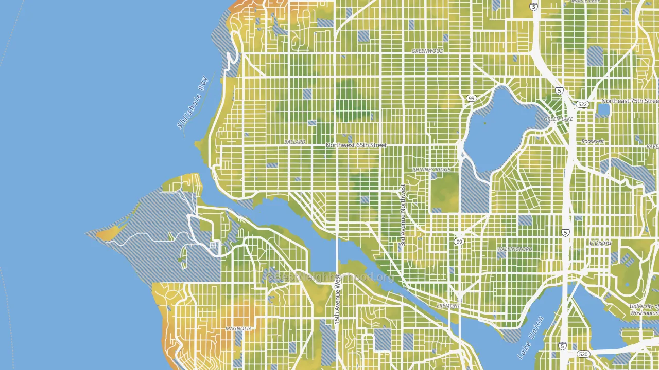 Bike Grade map of 98107, WA