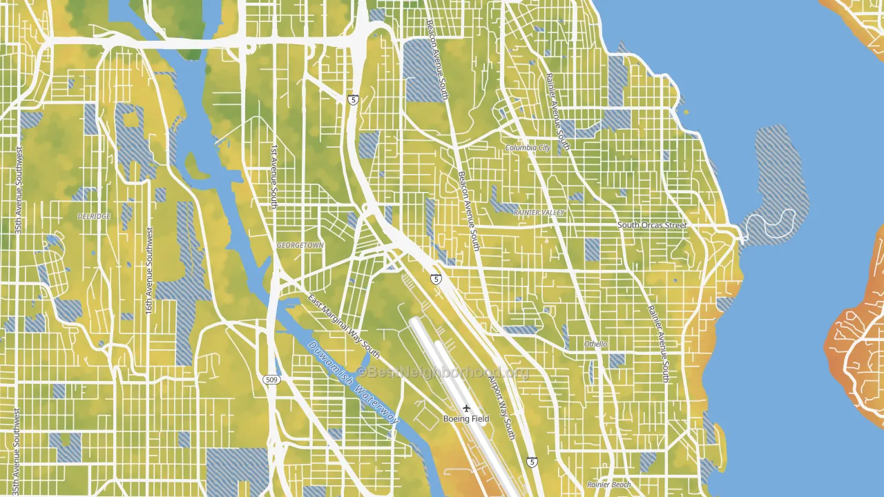 Bike Grade map of 98108, WA