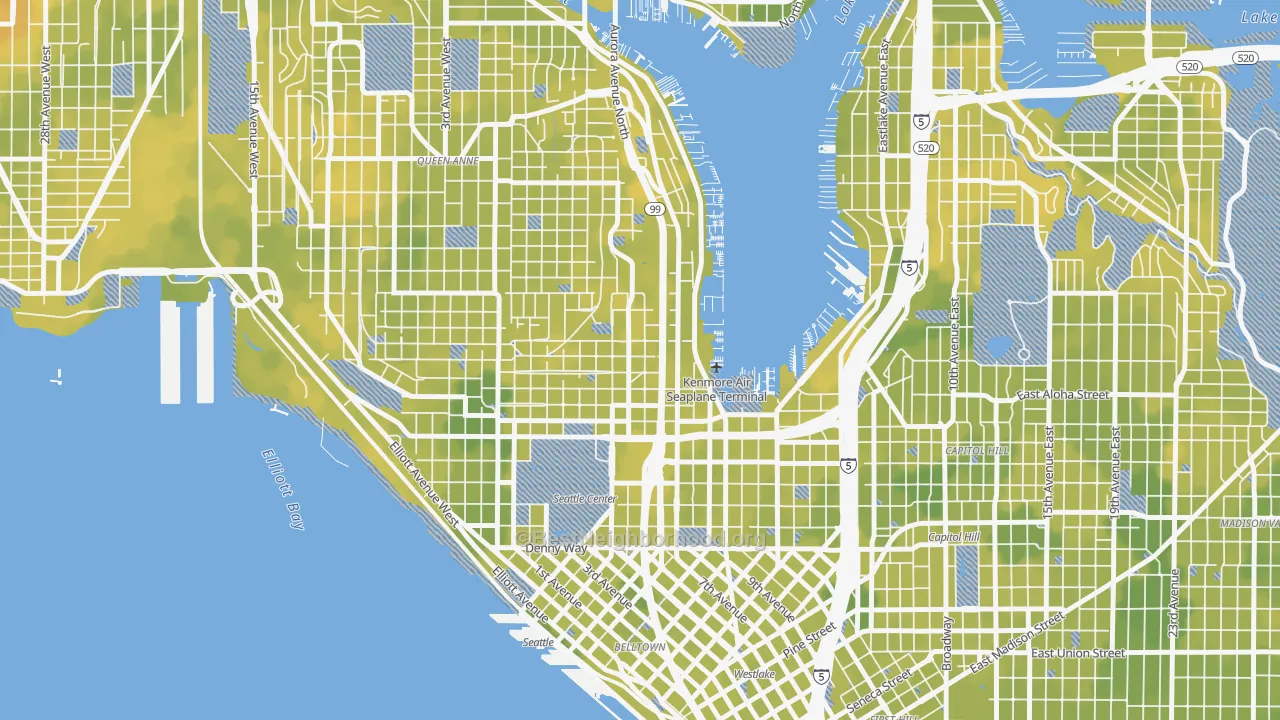 Bike Grade map of 98109, WA