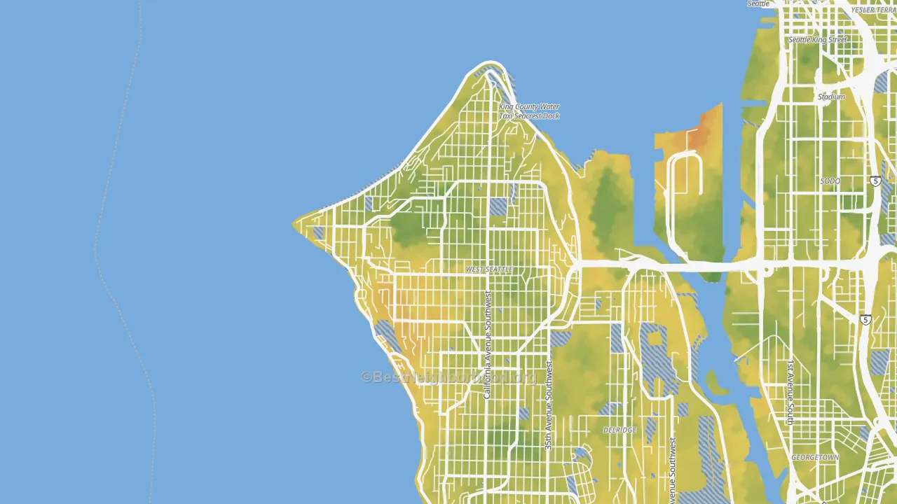 Bike Grade map of 98116, WA