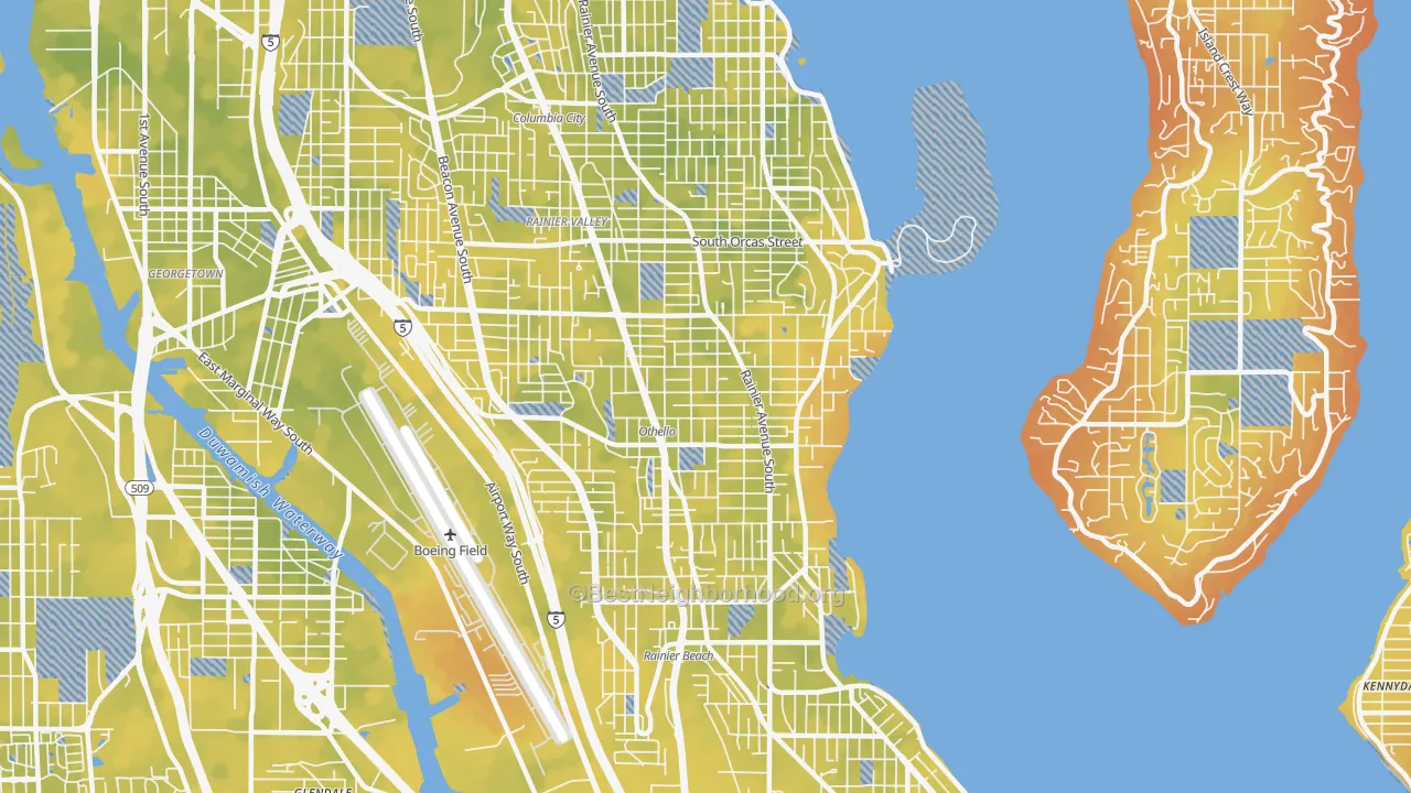 Bike Grade map of 98118, WA