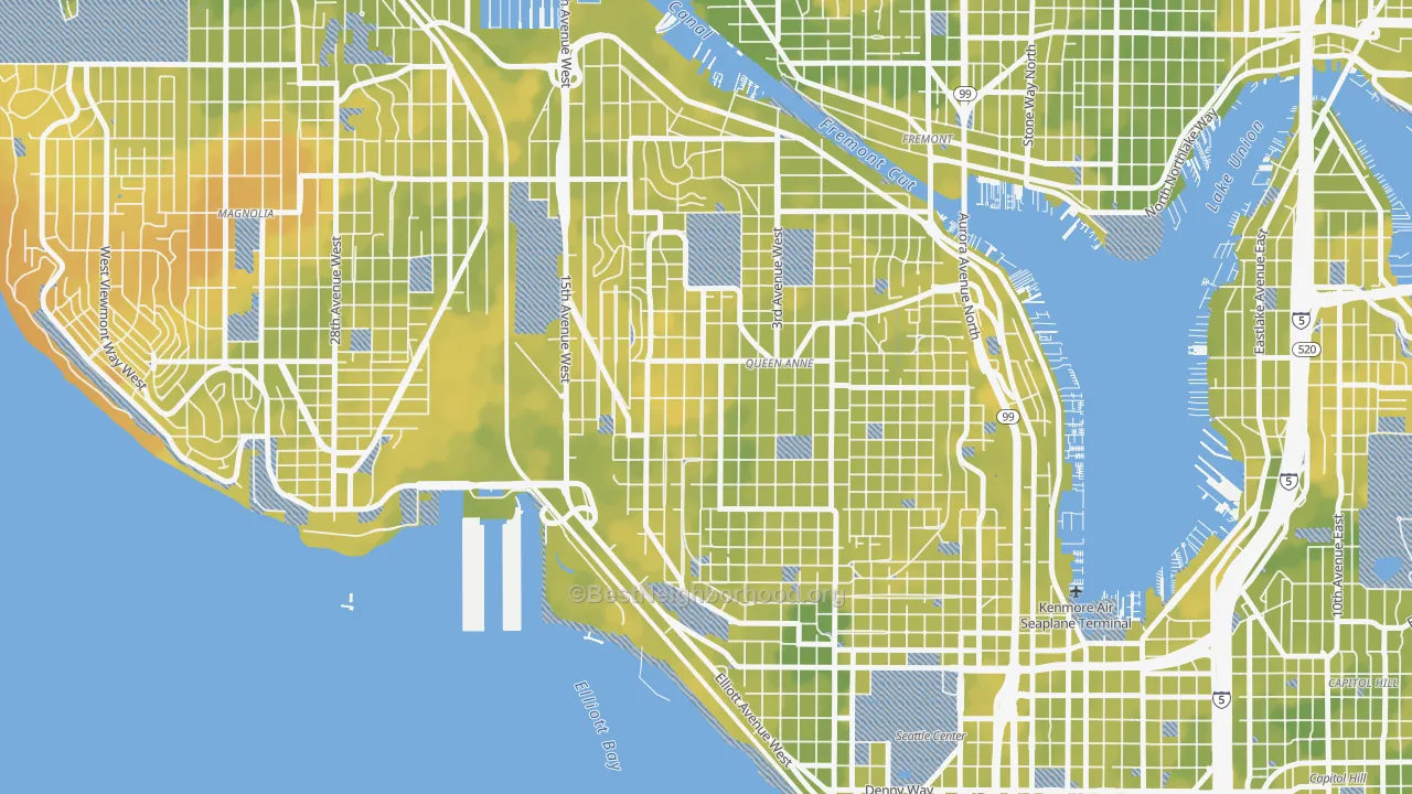 Bike Grade map of 98119, WA