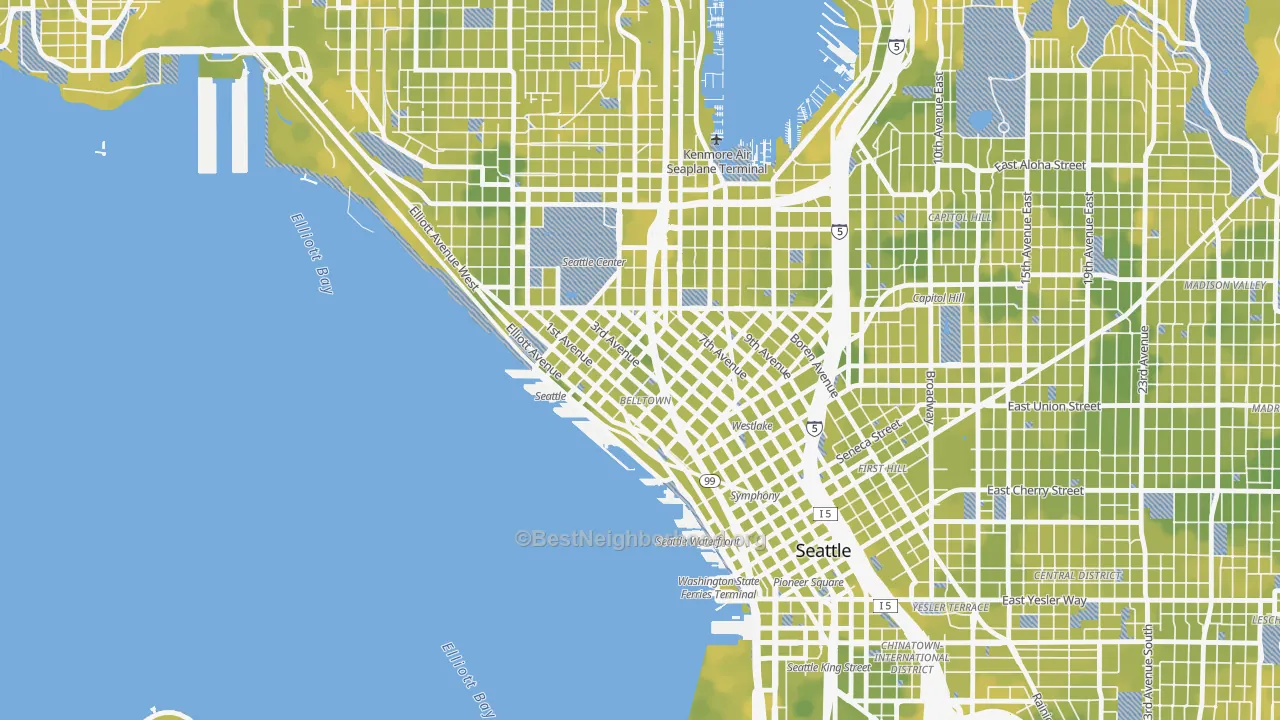 Bike Grade map of 98121, WA