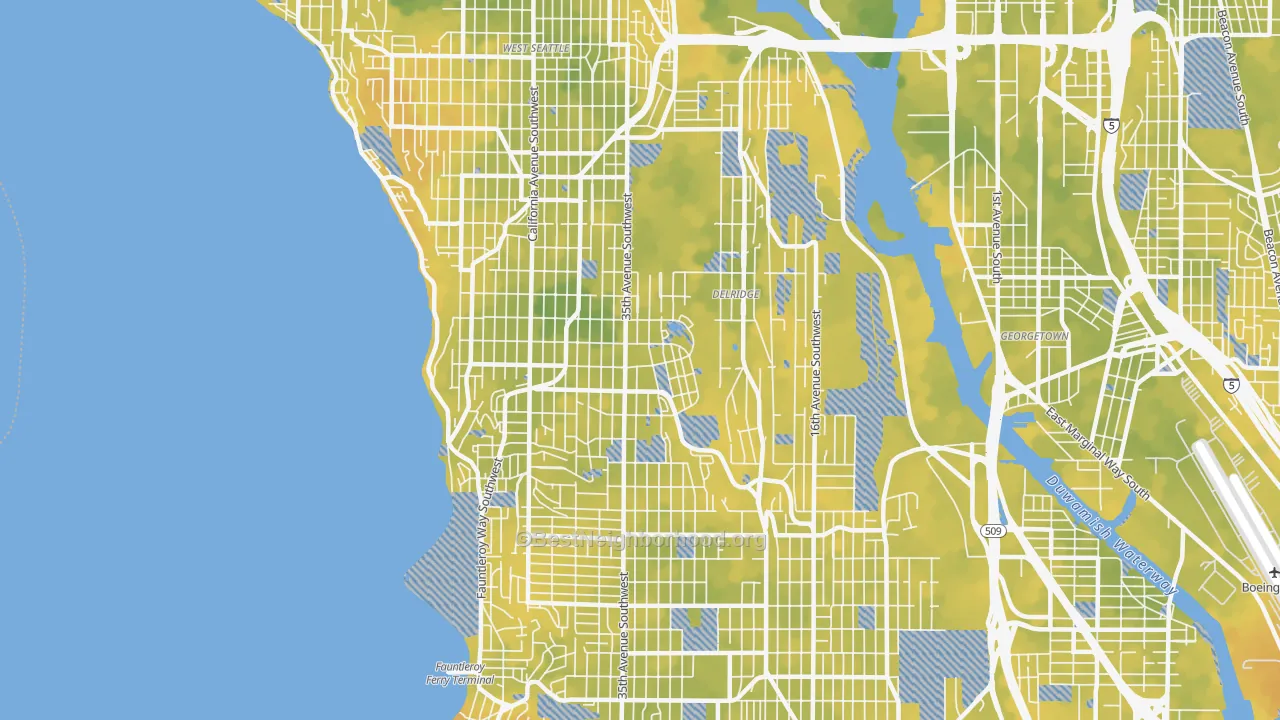 Bike Grade map of 98126, WA