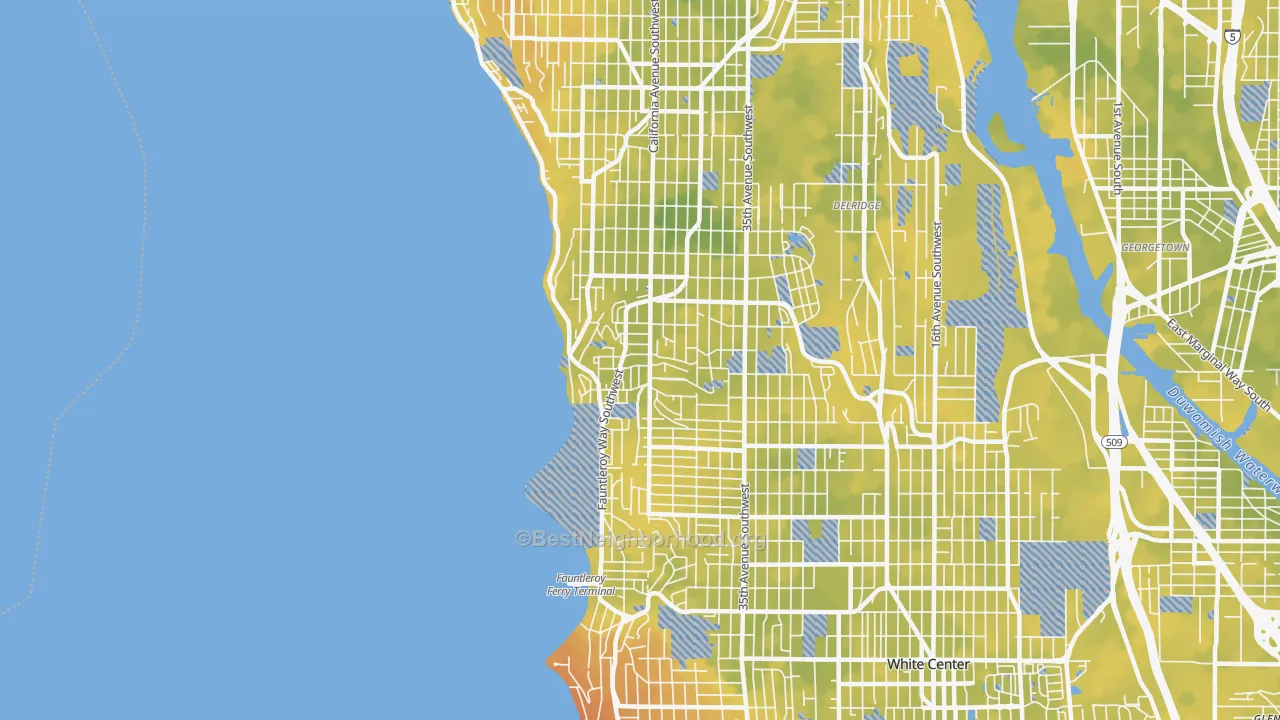 Bike Grade map of 98136, WA