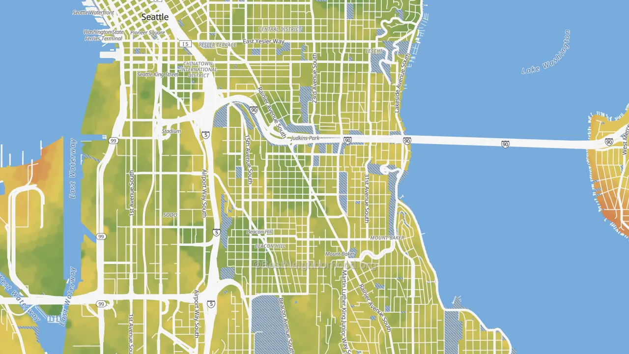 Bike Grade map of 98144, WA