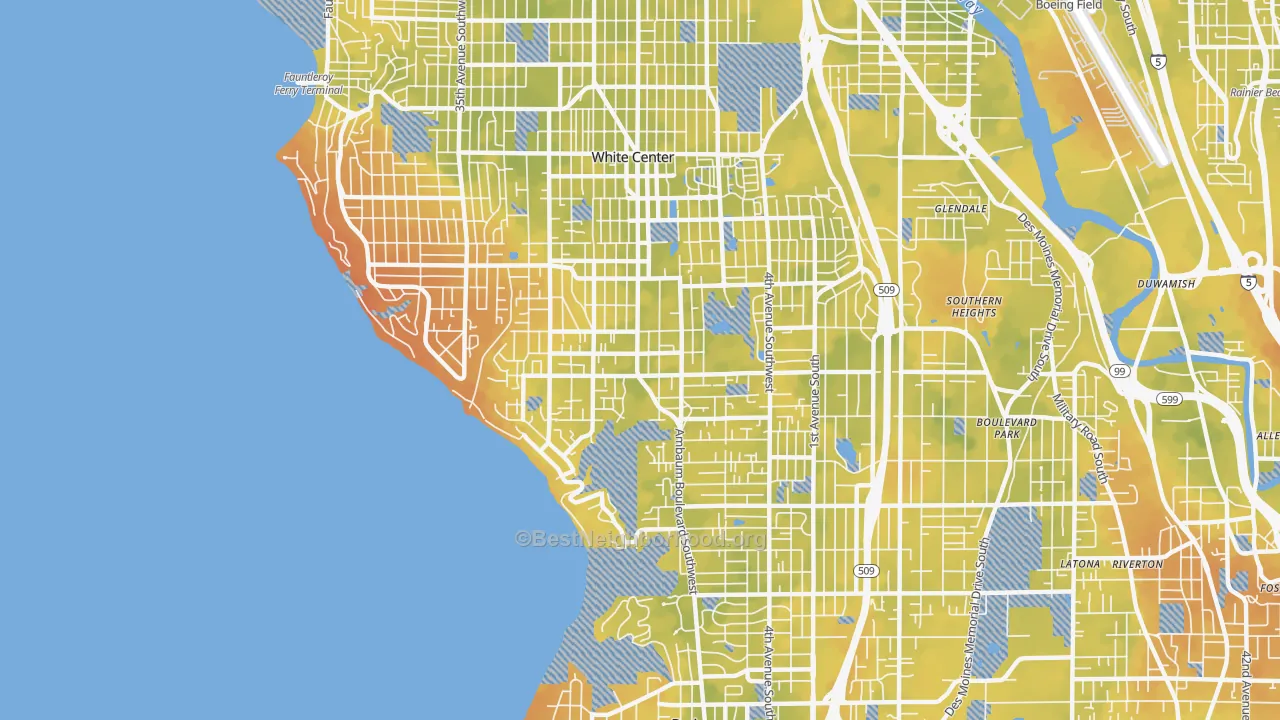 Bike Grade map of 98146, WA