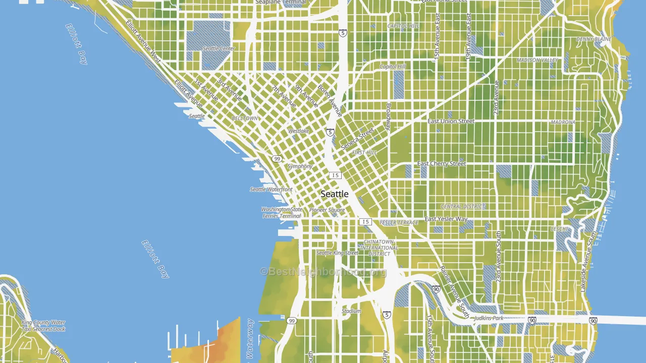 Bike Grade map of 98164, WA