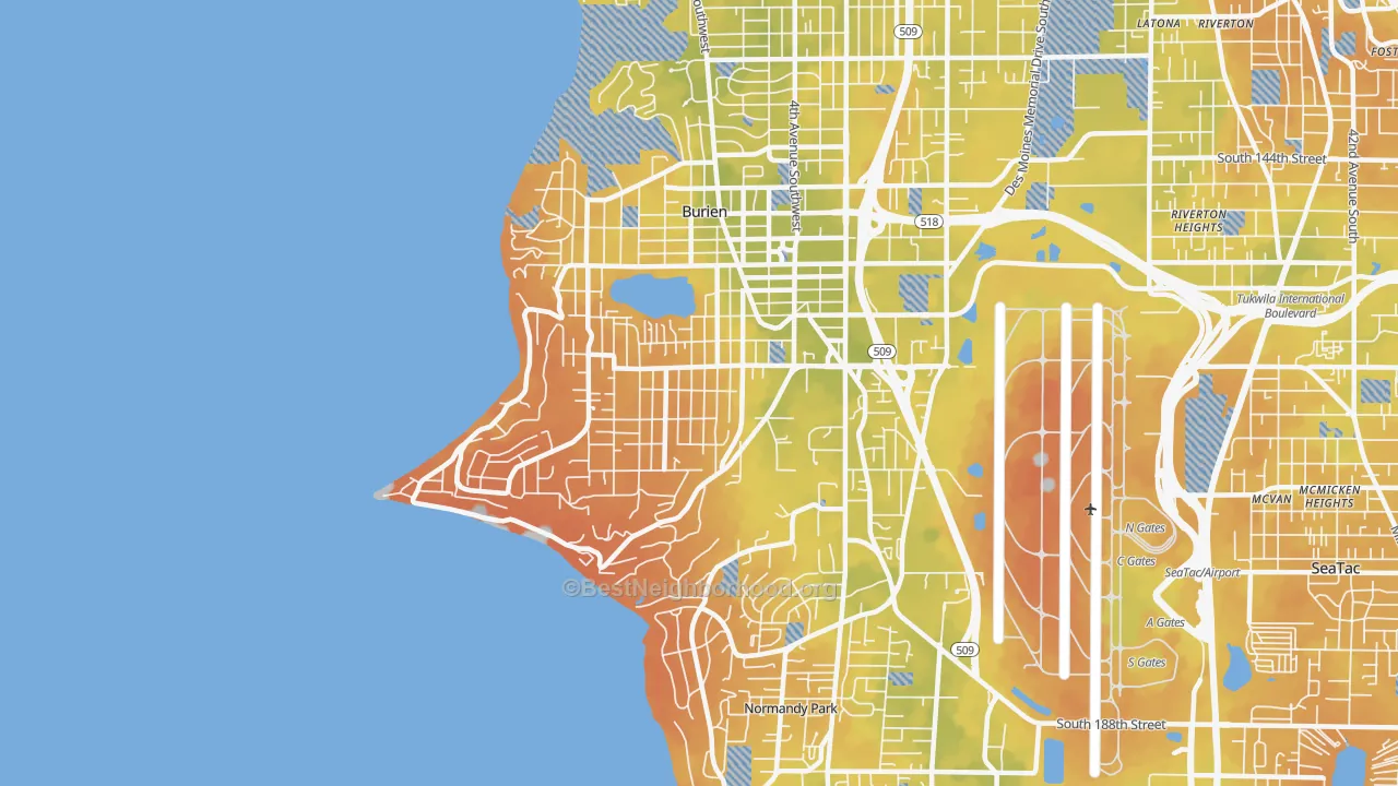 Bike Grade map of 98166, WA