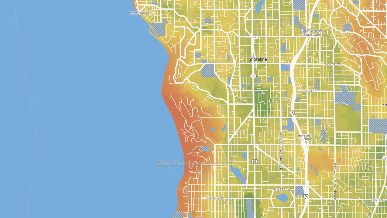 Bike Grade map of 98177, WA