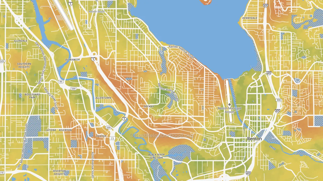Bike Grade map of 98178, WA