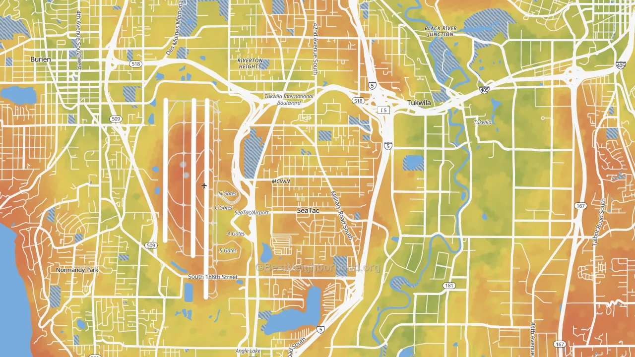 Bike Grade map of 98188, WA