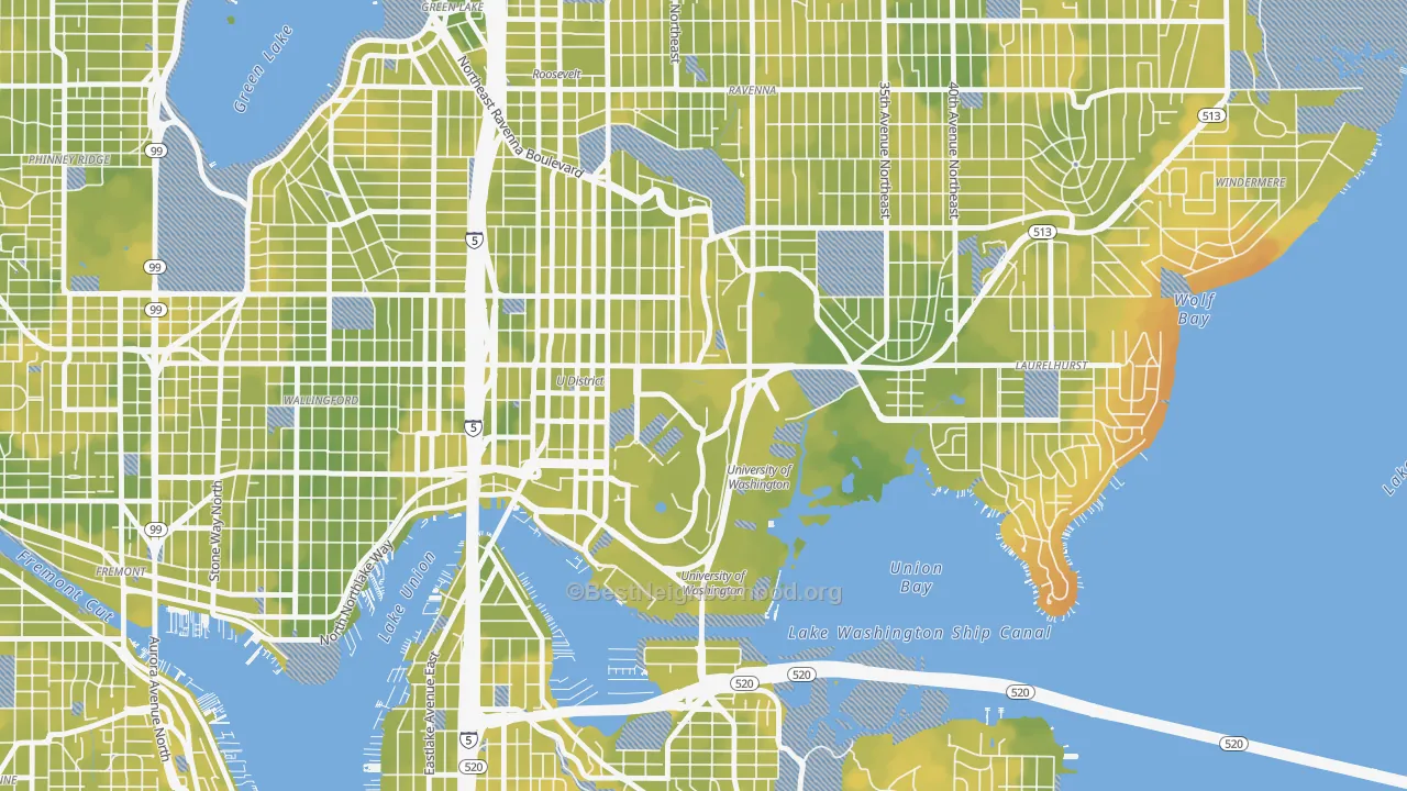 Bike Grade map of 98195, WA
