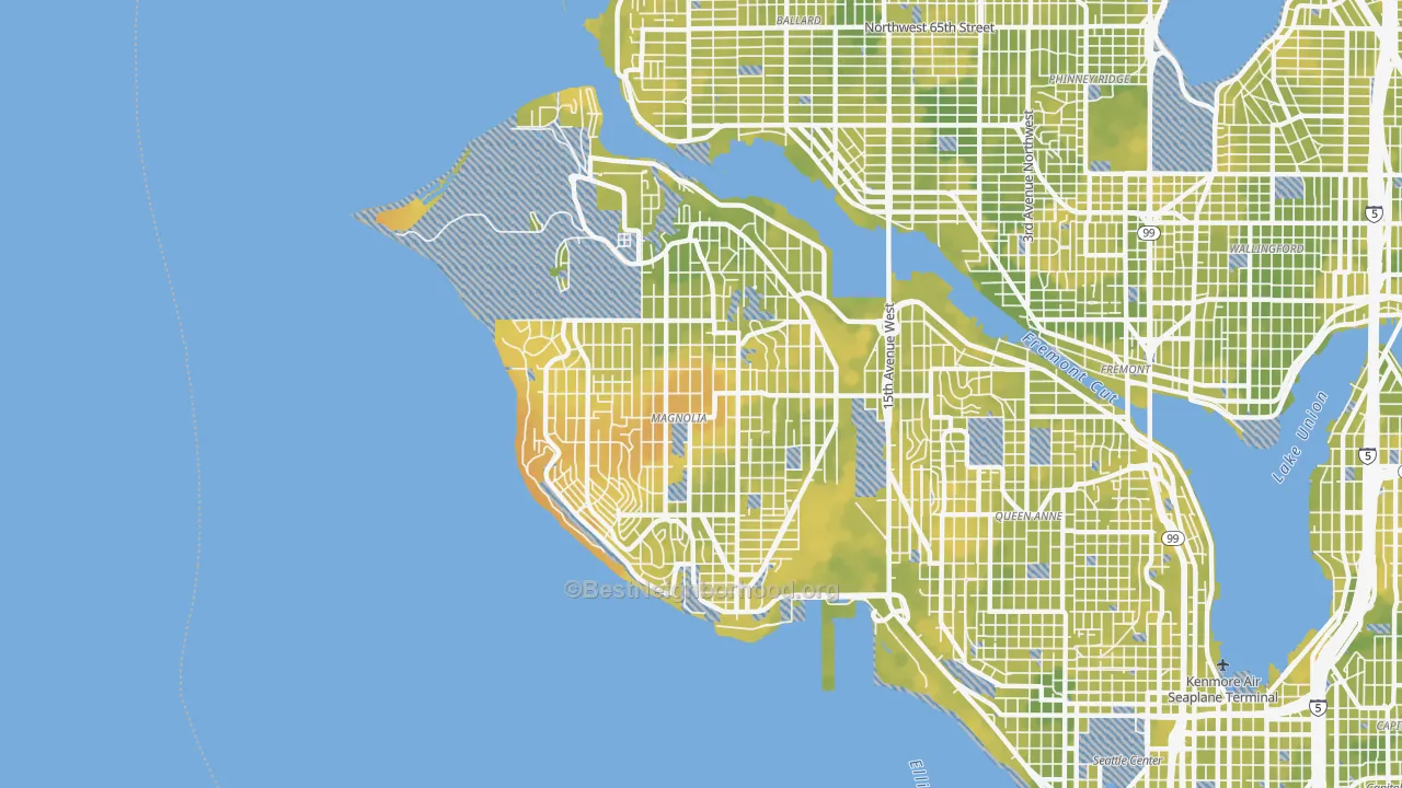 Bike Grade map of 98199, WA