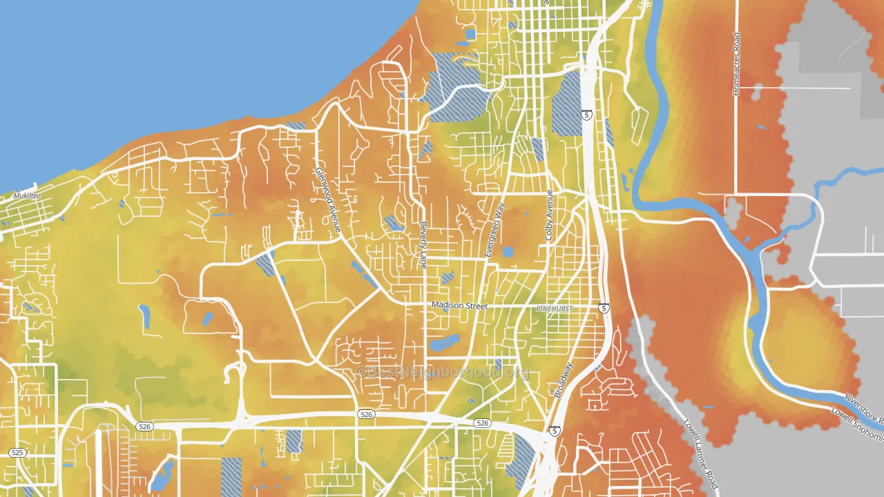 Bike Grade map of 98203, WA