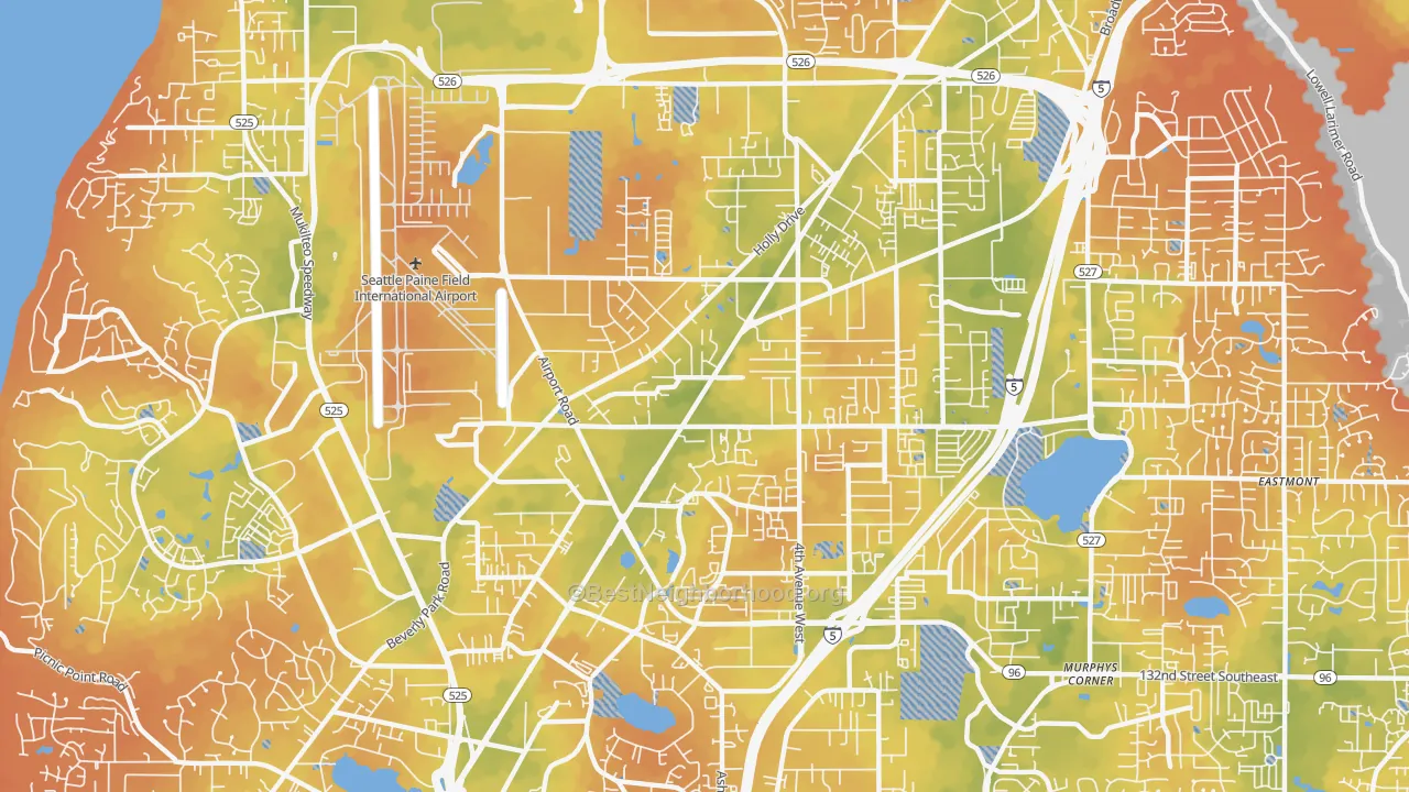 Bike Grade map of 98204, WA