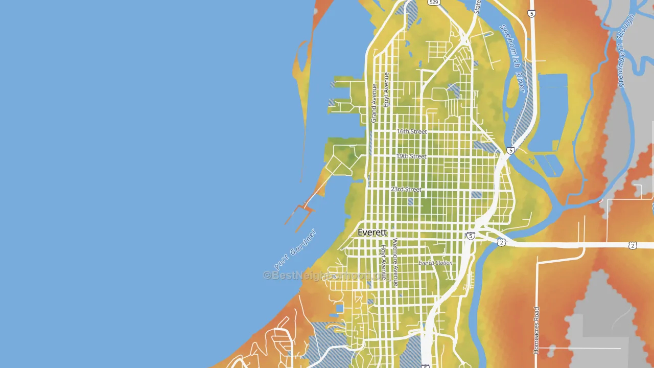 Bike Grade map of 98207, WA