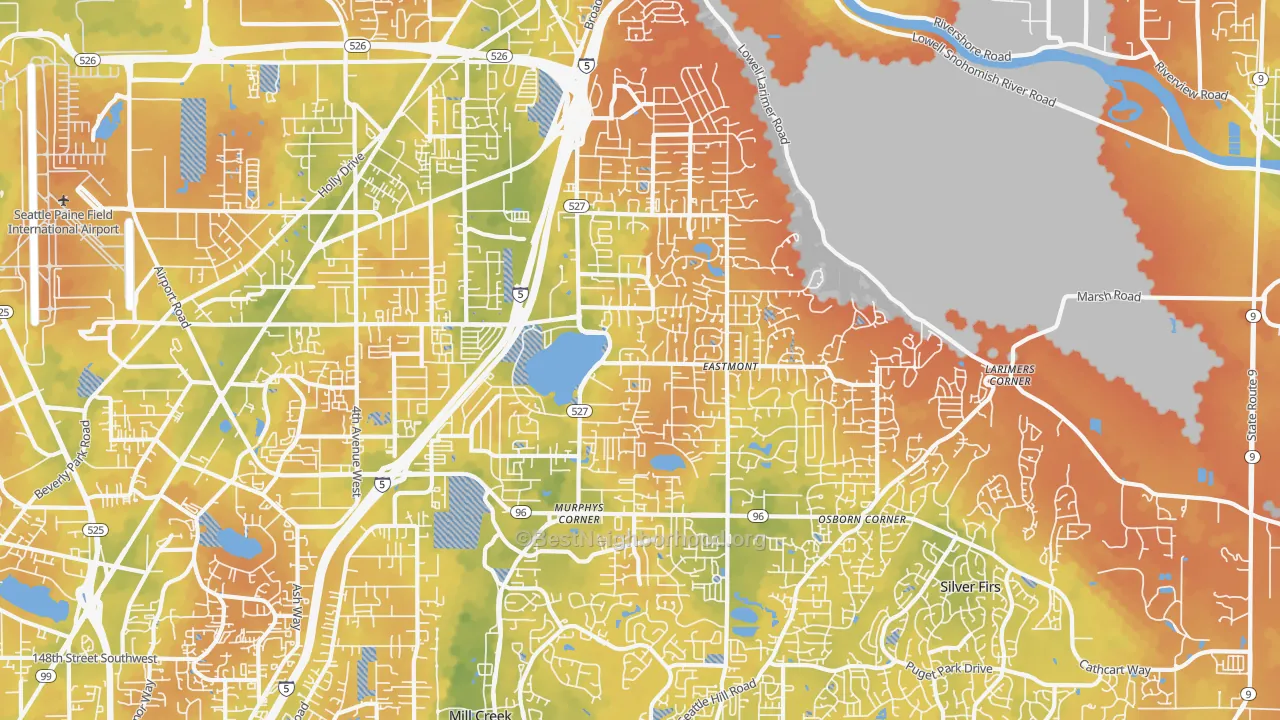 Bike Grade map of 98208, WA