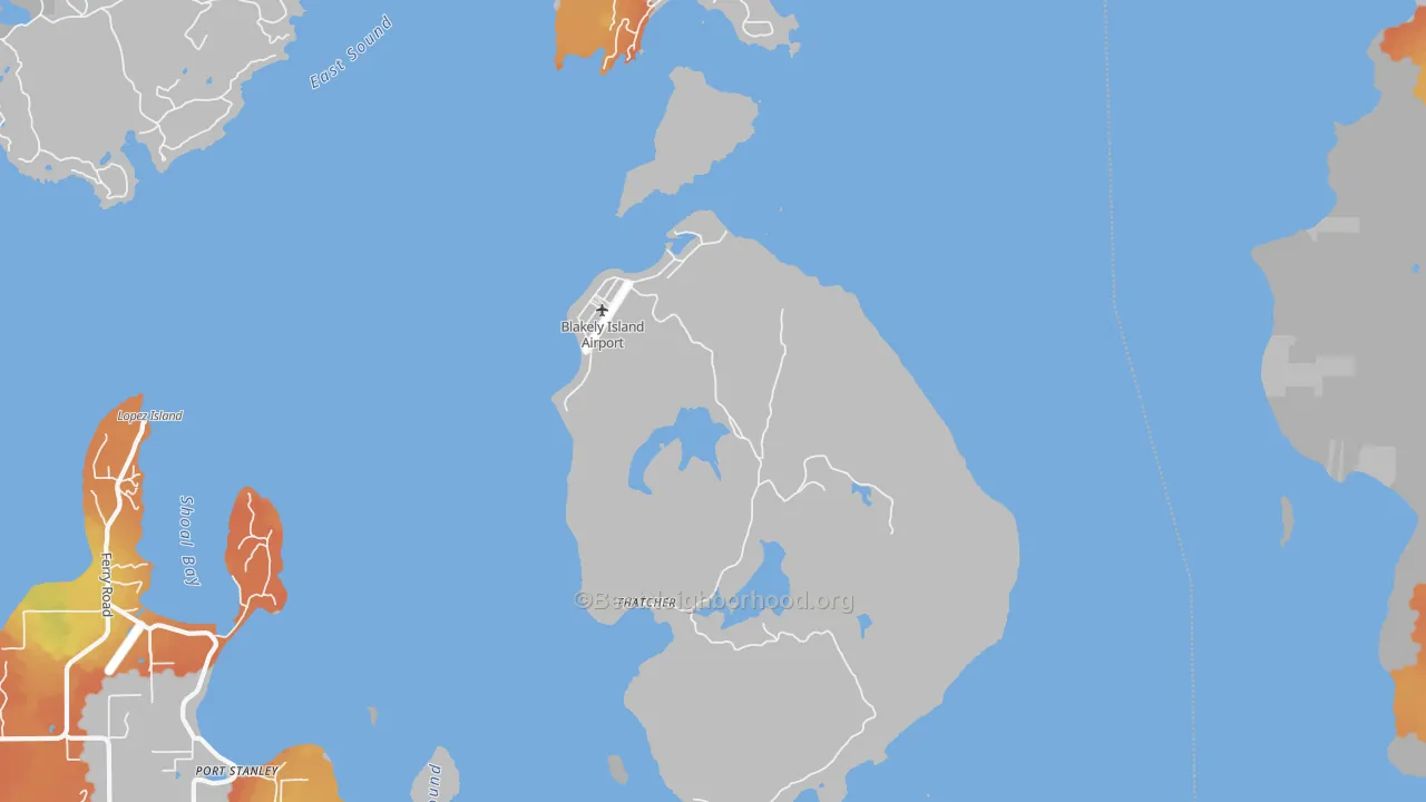 Bike Grade map of 98222, WA