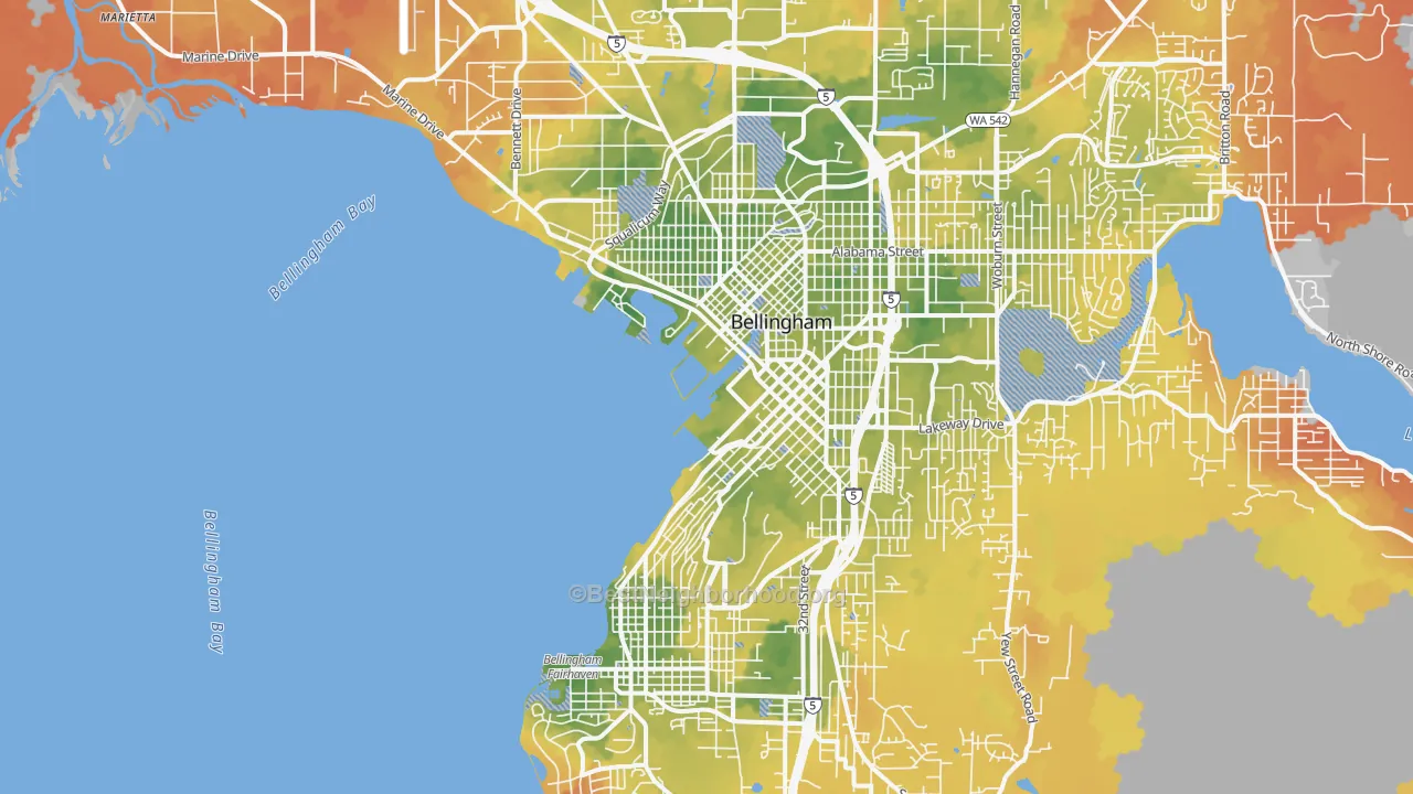 Bike Grade map of 98225, WA