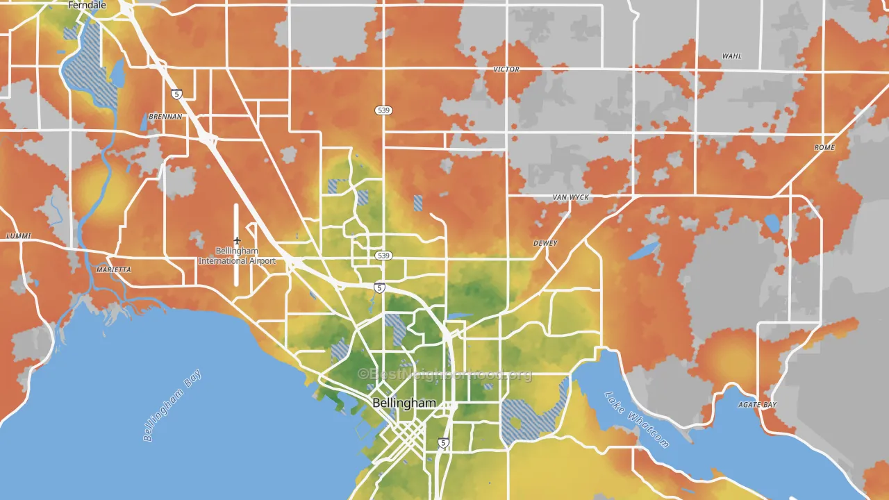 Bike Grade map of 98226, WA