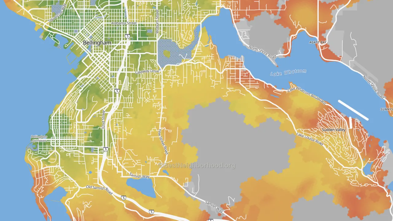 Bike Grade map of 98229, WA