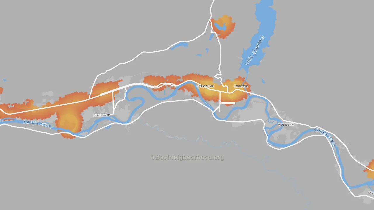 Bike Grade map of 98237, WA