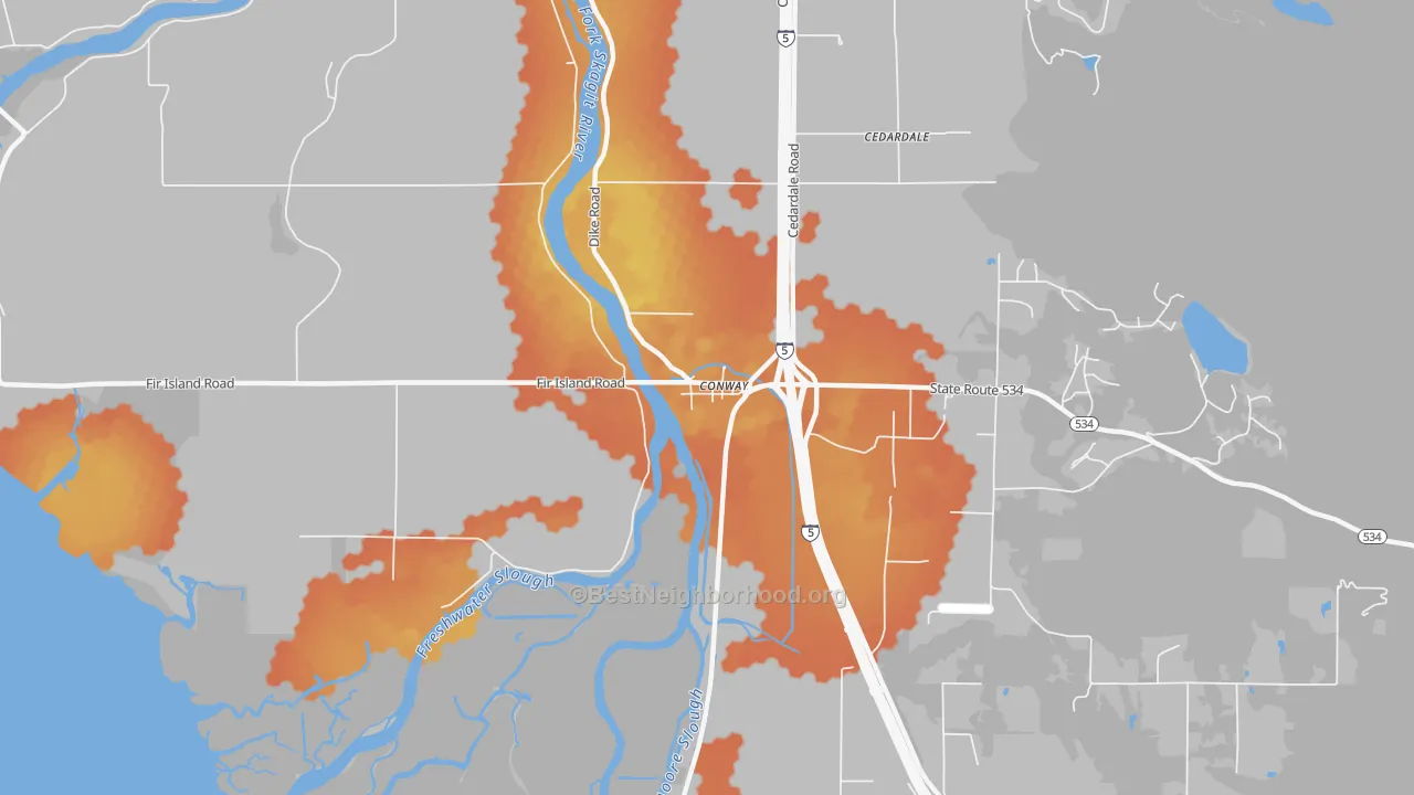 Bike Grade map of 98238, WA