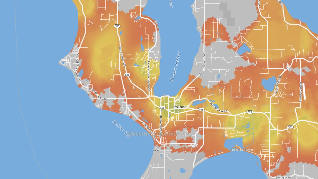 Bike Grade map of 98249, WA