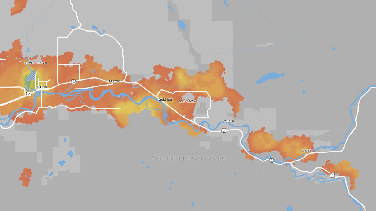 Bike Grade map of 98251, WA