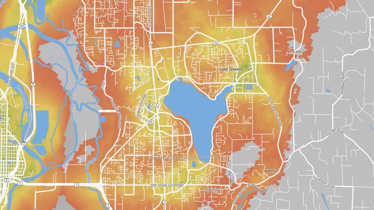 Bike Grade map of 98258, WA