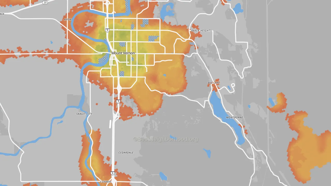 Bike Grade map of 98274, WA